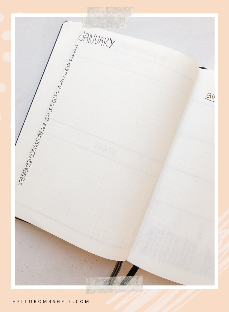 Bullet Journal Monthly Log Spread Alistair