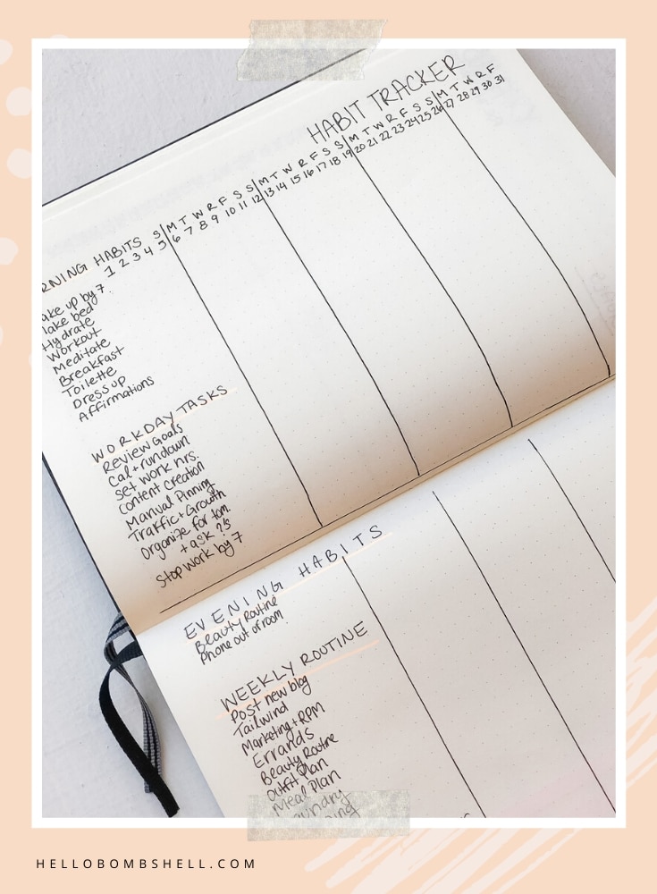 Bullet Journal Habit Tracker Example Spread for Inspiration