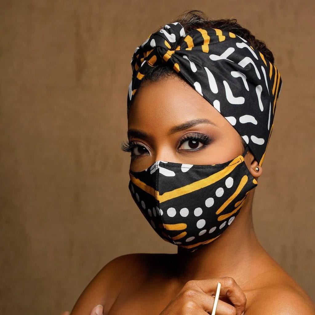 african head wrap with matching mask